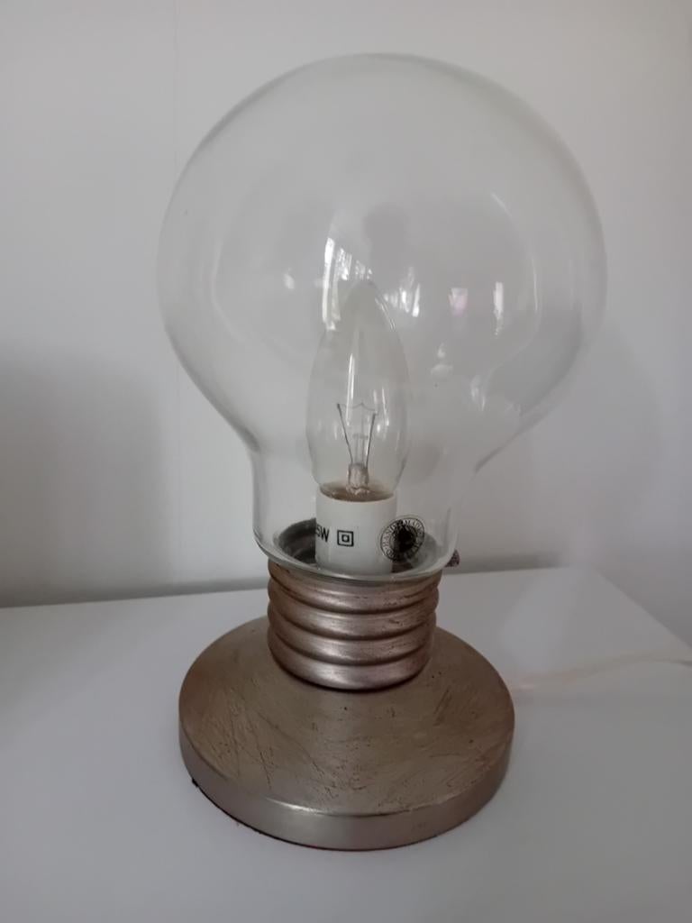 Vintage IKEA Gloeilamp Tafellamp - Uniek Design, Gebruikt, Ophalen of Verzenden, Glas, Vintage, Retro, Industrieel