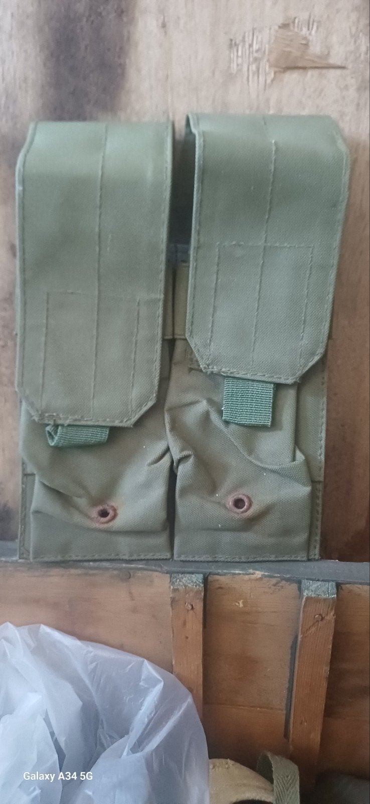 Militair Groen Dubbel Magazijntasje - Leger Uitrusting, Verzamelen, Ophalen of Verzenden, Landmacht, Nederland