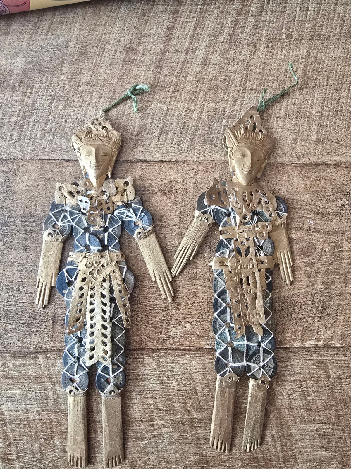 Prachtige Set Balinese Kepeng Muntpoppen, Natuurlijk materiaal, Handgemaakt, Ophalen of Verzenden, Indonesië