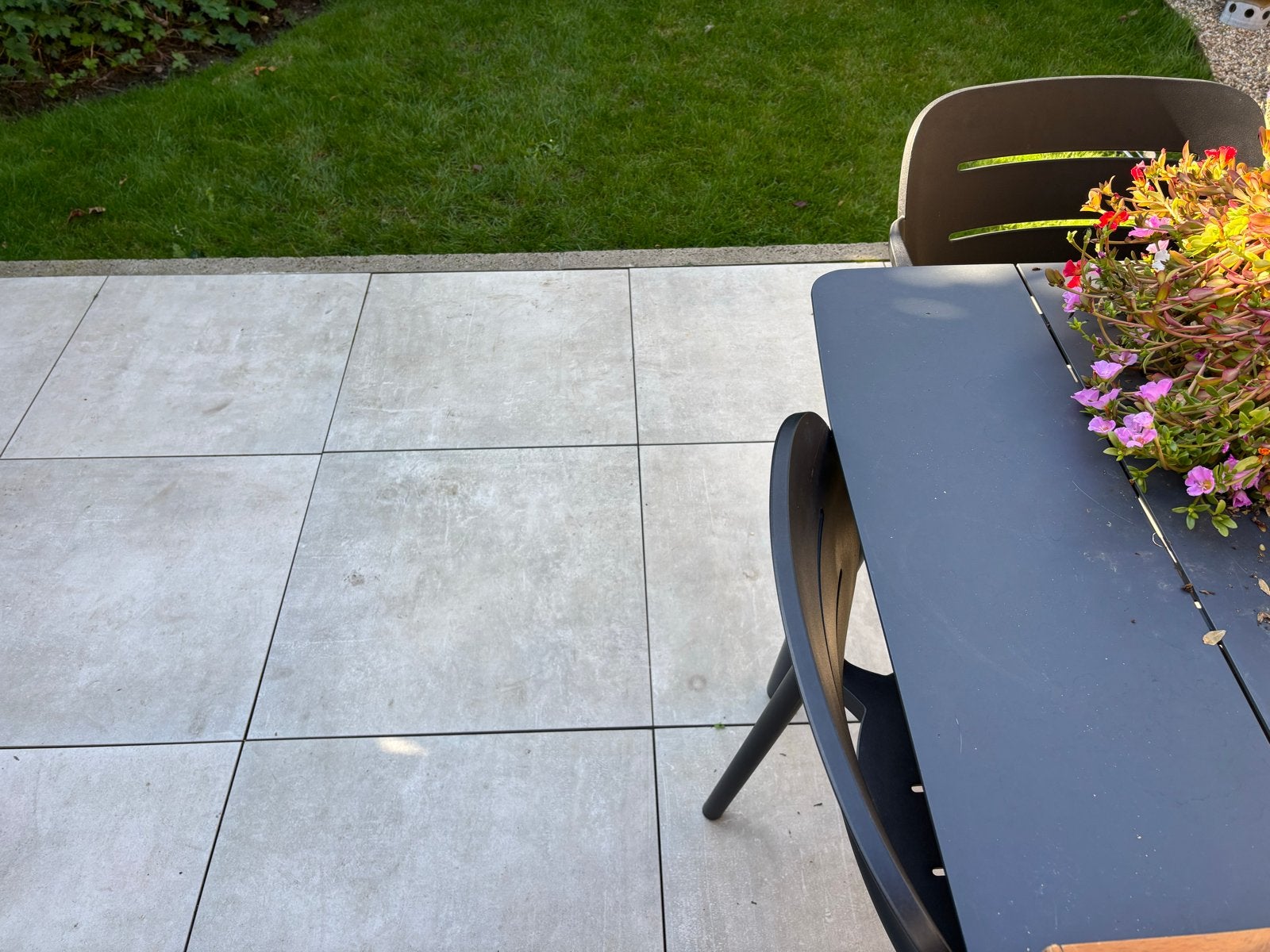 Gratis afhalen: 4 Terrastegels 60x60x3 cm - Keramiek Grijs, Ophalen, 60 cm of meer, Keramiek, Nieuw