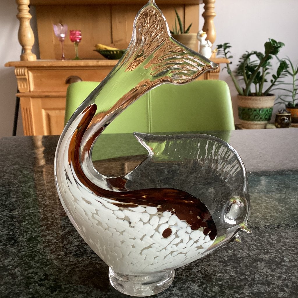 Vis, glas, Guldkroken Sweden, Jaren 70,  19 cm, vintage, Antiek en Kunst, Antiek | Glas en Kristal, Ophalen
