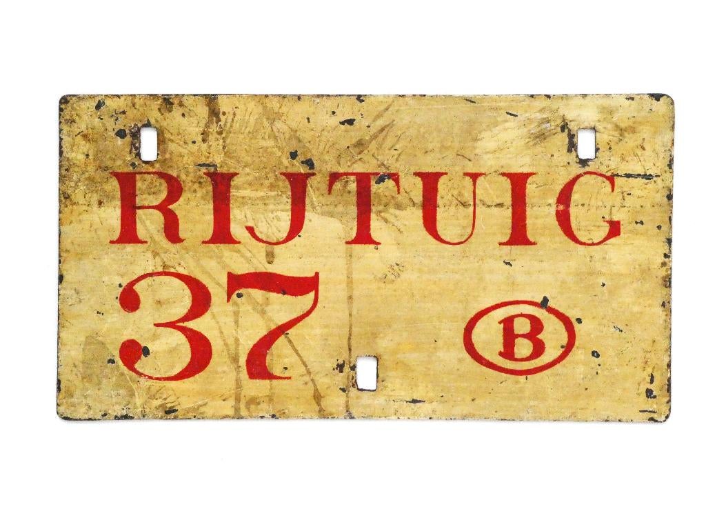 Spoorwegen bord RIJTUIG 37 B België Trein wagon aanduiding, Ophalen of Verzenden