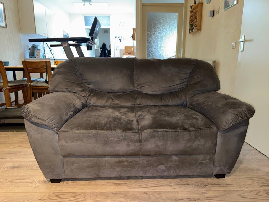 Comfortabele tweepersoonsbank - Grijs, Ophalen, Gebruikt, 150 tot 200 cm, Tweepersoons