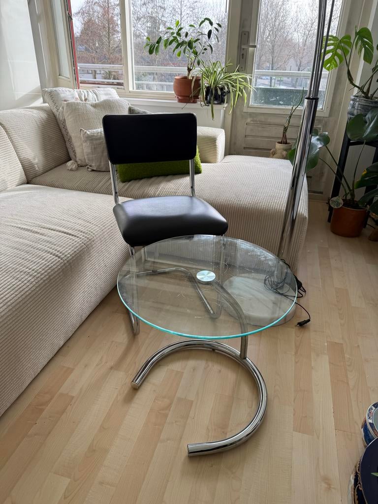 Unieke Mid-Century Chroom Deense Bijzettafel Jaren '50, Ophalen, Minder dan 45 cm, Minder dan 55 cm, Gebruikt