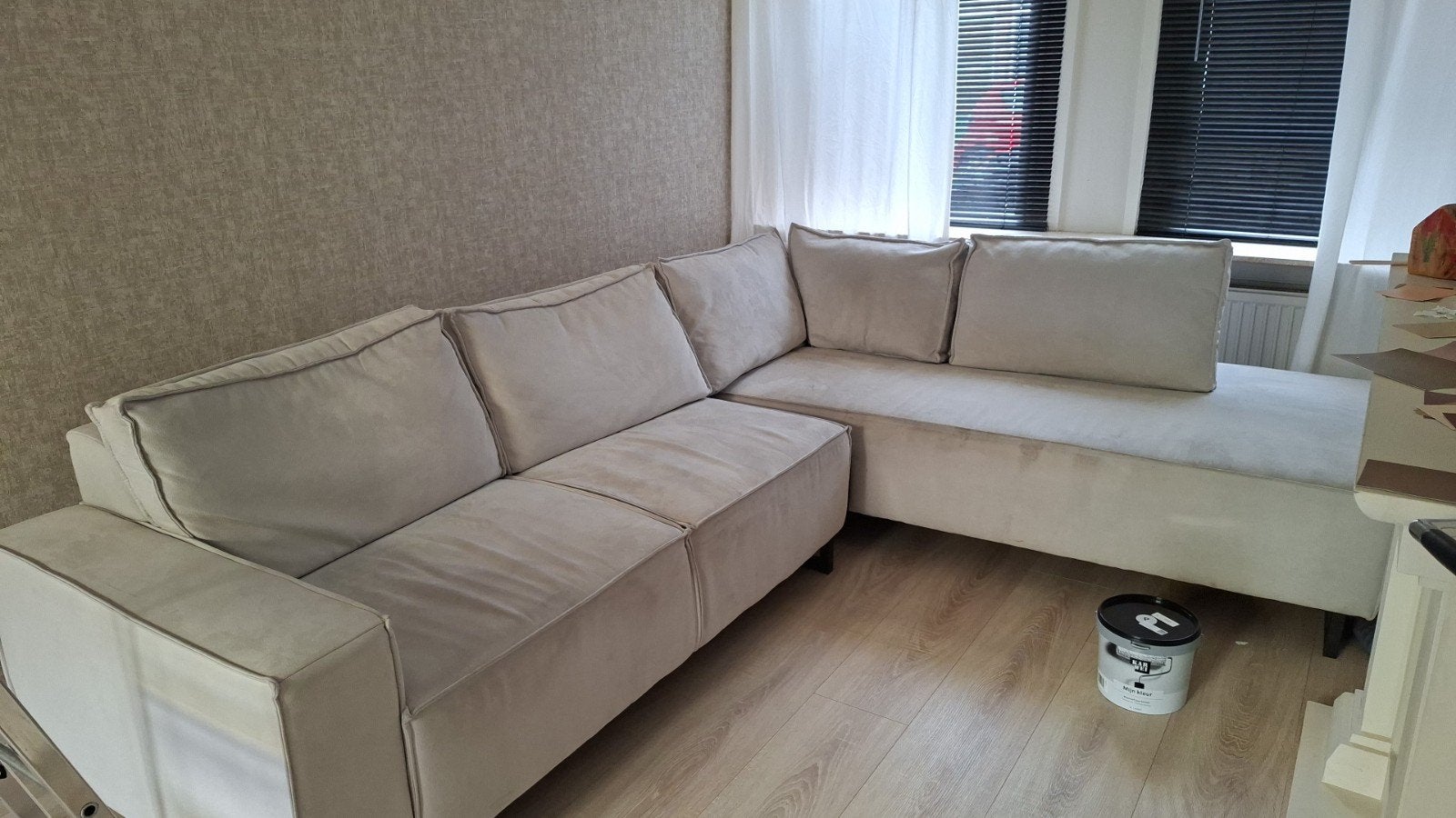 Grote hoekbank met chaise longue - Gebruikt, Ophalen, Gebruikt, Hoekbank, 300 cm of meer