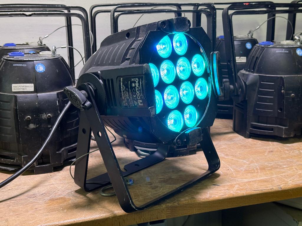 13x Cameo Studio PAR 64 RGBWA + UV 12W DMX LED Spots, Ophalen of Verzenden, Gebruikt, Licht, Kleur