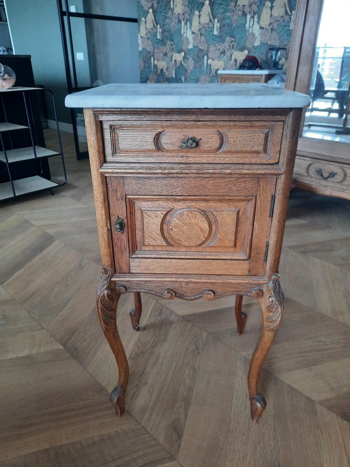 antiek nachtkastje uit 1910., Ophalen, Zo goed als nieuw, Minder dan 45 cm, 70 cm of meer