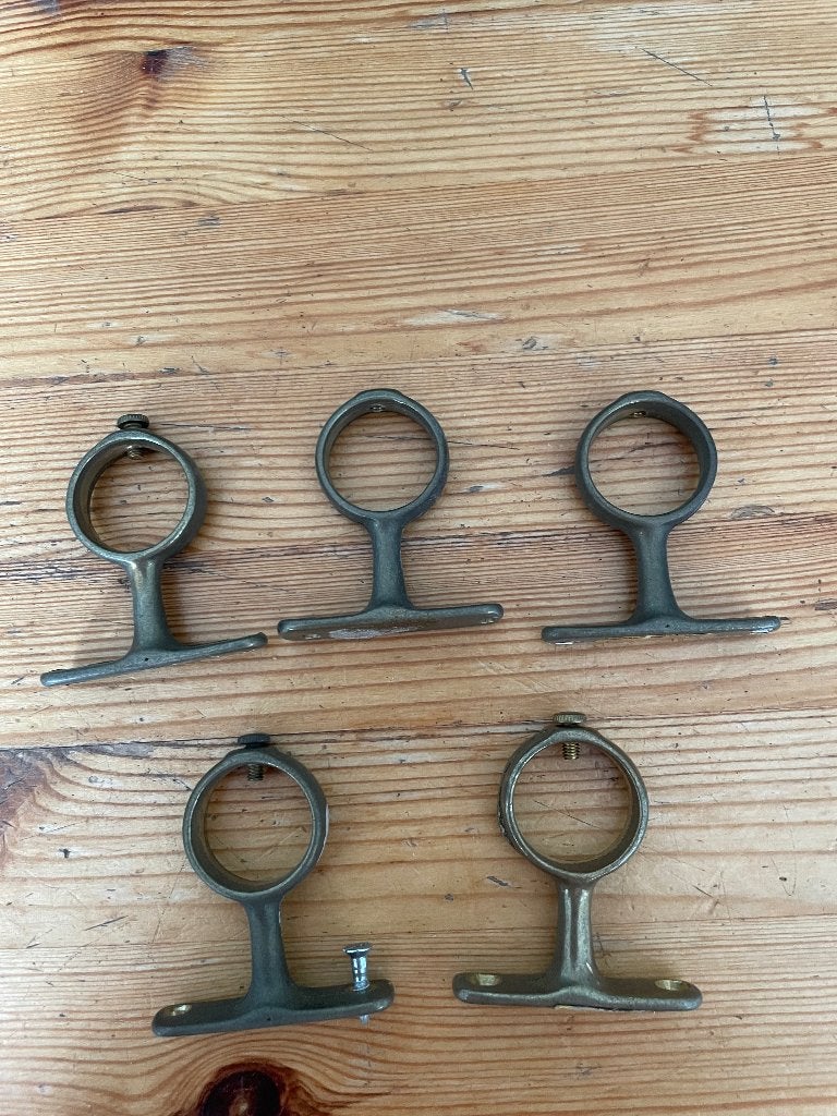 Gordijnroeden houders 5x - goudkleurig, Ophalen of Verzenden, Gebruikt, Overige typen, Metaal