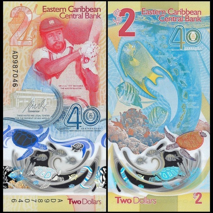 East Caribbean States 2023, nieuw polymeer bankbiljet (UNC), Verzenden, Zuidoost-Azië, Los biljet