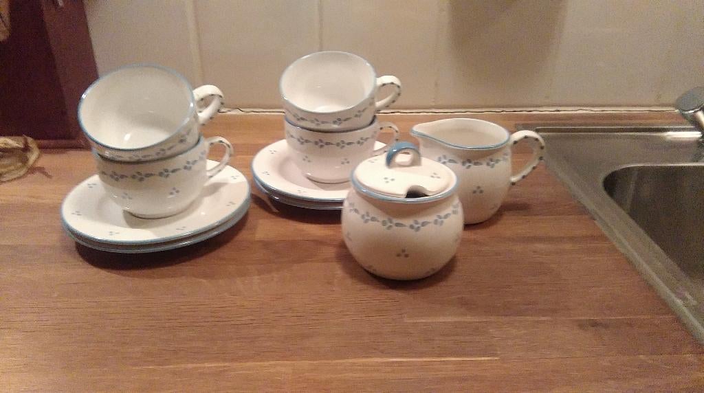 6 delig servies DE met blauw/wit motief, Ophalen, Overige typen, Nieuw, Overige stijlen