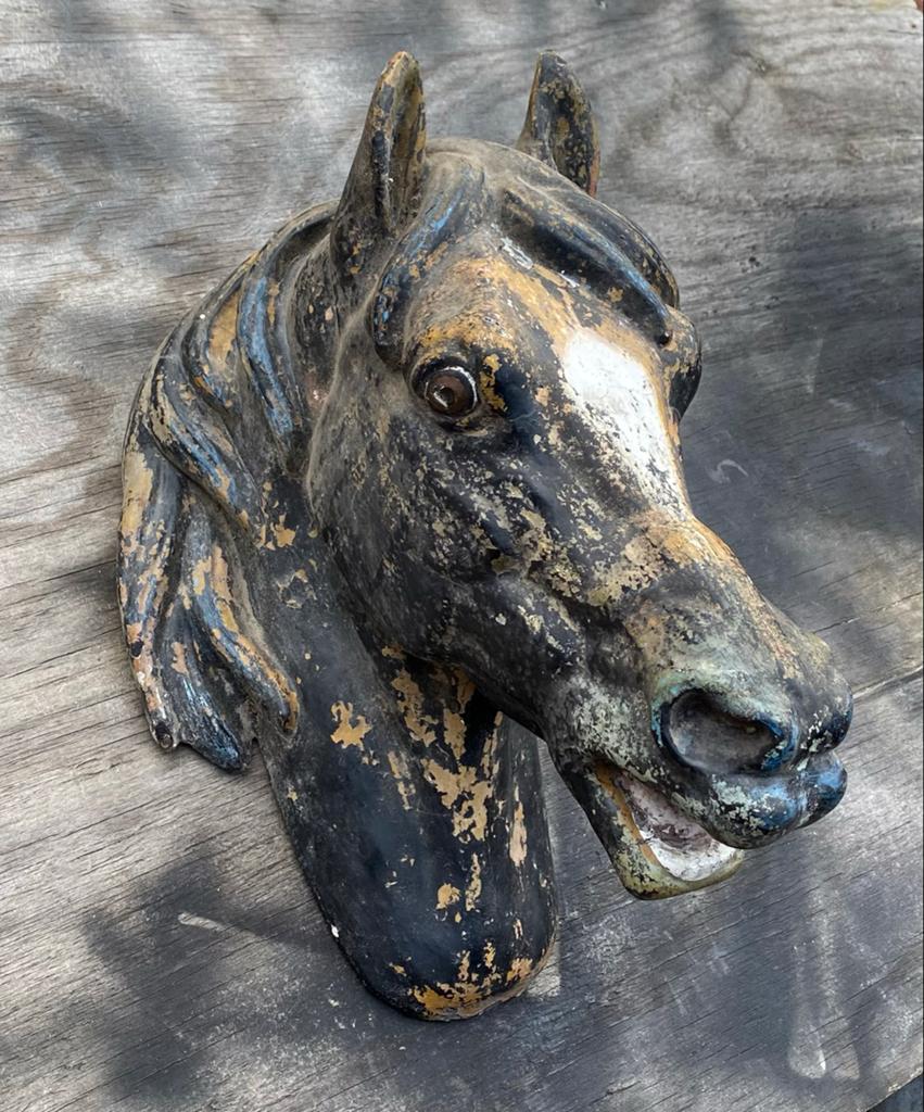 Vintage Paardenkop Muurdecoratie - beton, Ophalen