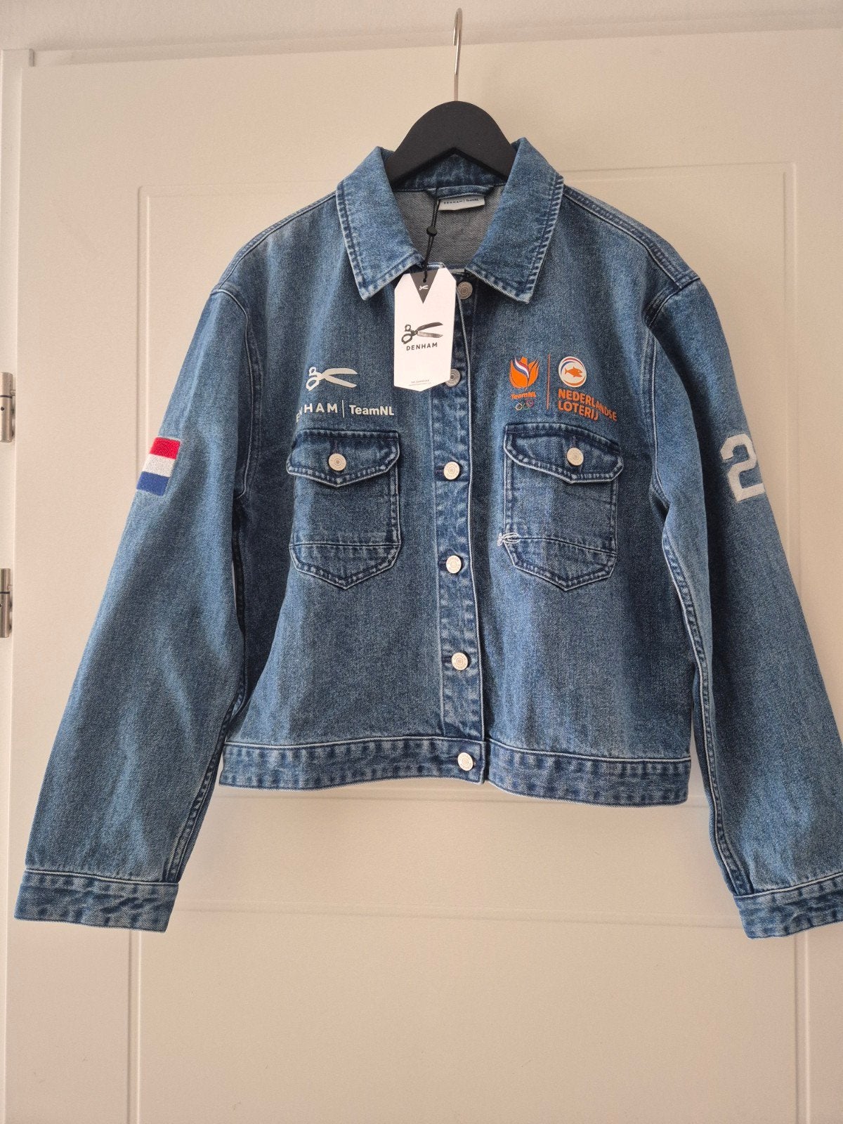 Denham x TeamNL "Kinetic Denim" Celebration Jack - Maat L (N, Ophalen, Denham, Blauw, Maat 42/44 (L)