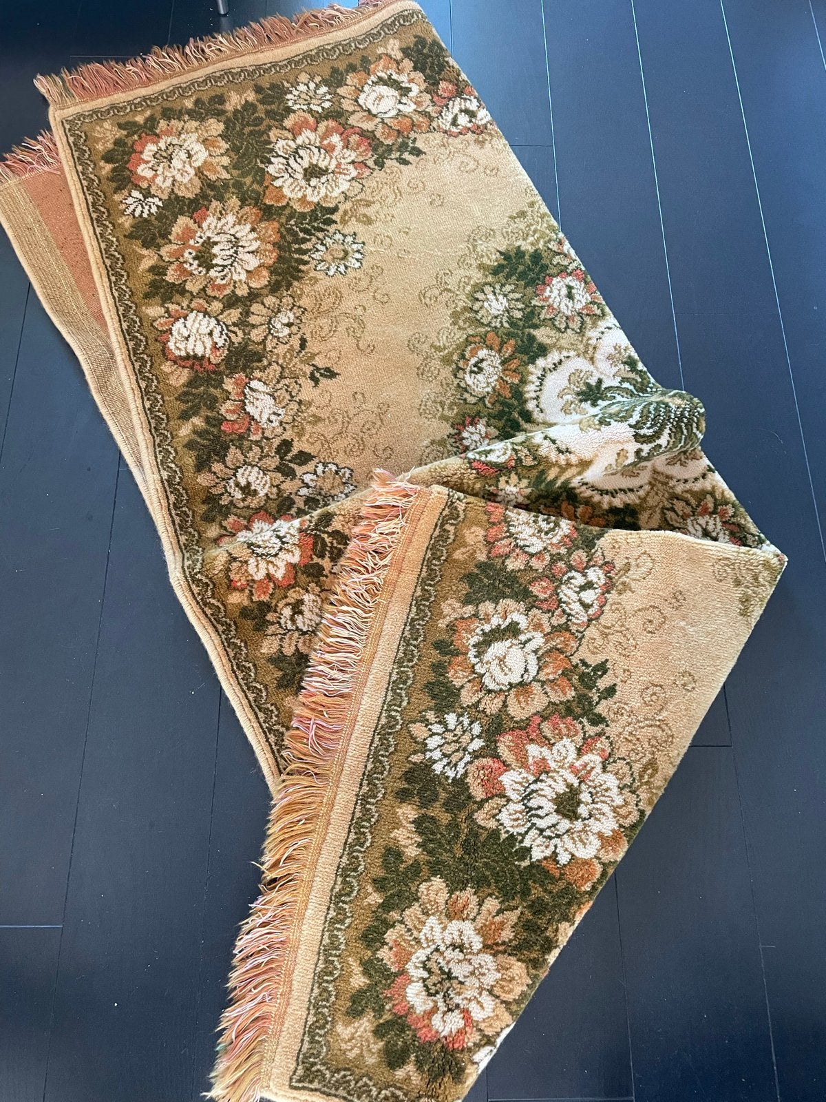 Vintage wollen Smyrna tafelkleed 'Versailles', Ophalen, Gebruikt, Geweven, Wol