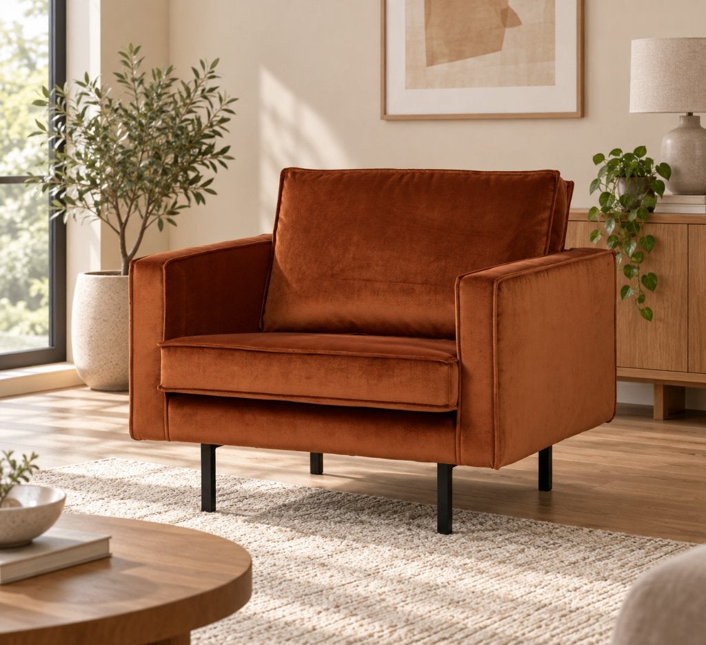 BePureHome Rodeo fauteuil/loveseat velvet, Ophalen, 75 tot 100 cm, Zo goed als nieuw, 100 tot 125 cm
