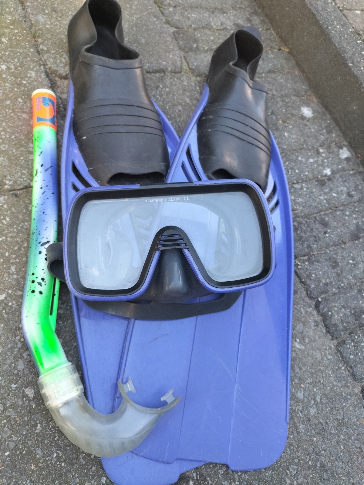 Duikset: Zwemvliezen, Duikbril en Snorkel (Maat 39-41), Watersport en Boten, Duiken, Ophalen of Verzenden, Gebruikt, Zwem- of Duikvliezen