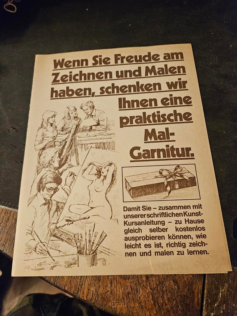 Vintage Duitse Teken- en Schildercursus Advertentie, Hobby en Vrije tijd, Ophalen of Verzenden