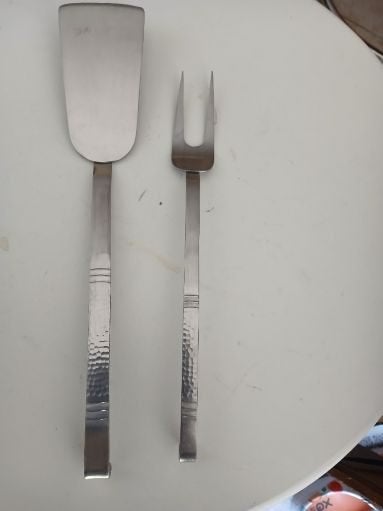 2 0nderdelen van Sola Lepelrek, model 620/Hamerslag(adv.n345, Ophalen of Verzenden, Gebruikt, Rvs of Chroom, Los bestek