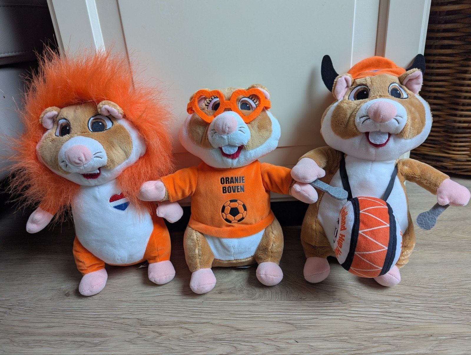 3 Oranje voetbal Hamster Knuffels Albert Heijn, Oranje, Gebruikt, Overige merken, Overige karakters