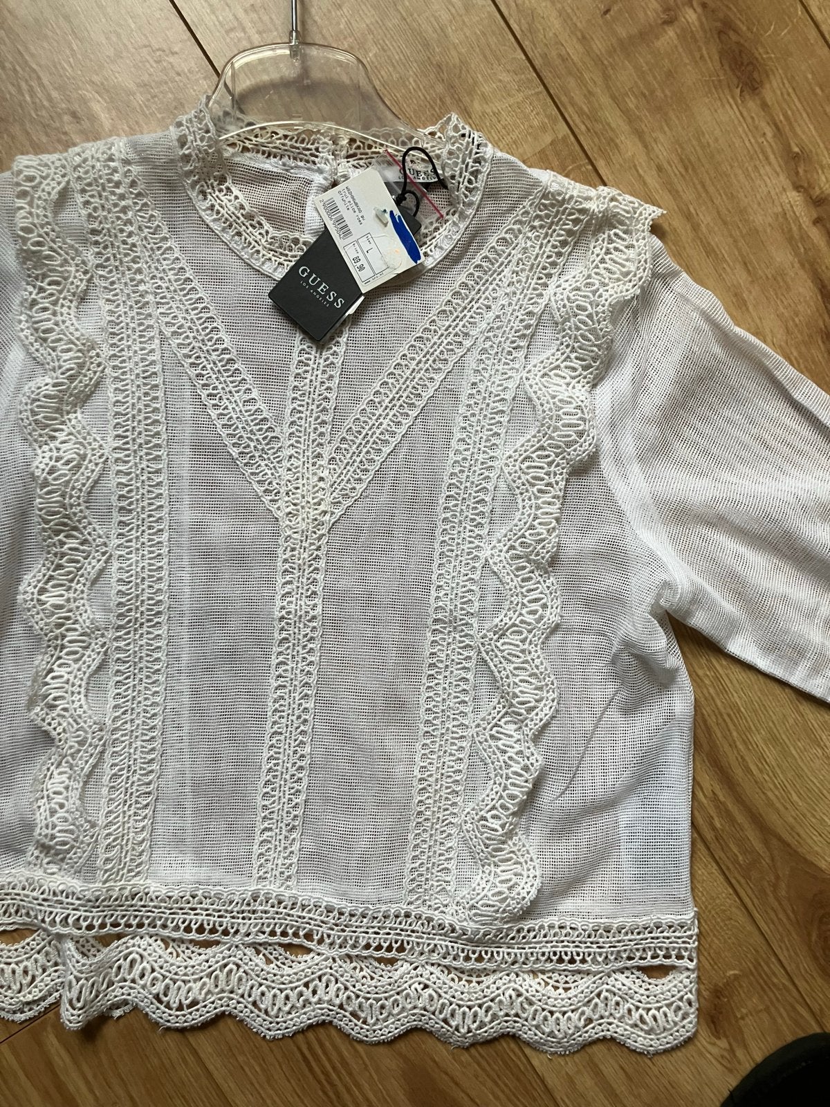 Guess Witte Kanten Blouse - Maat L, Kleding | Dames, Blouses en Tunieken, Nieuw, Maat 42/44 (L), Overige kleuren, Ophalen of Verzenden