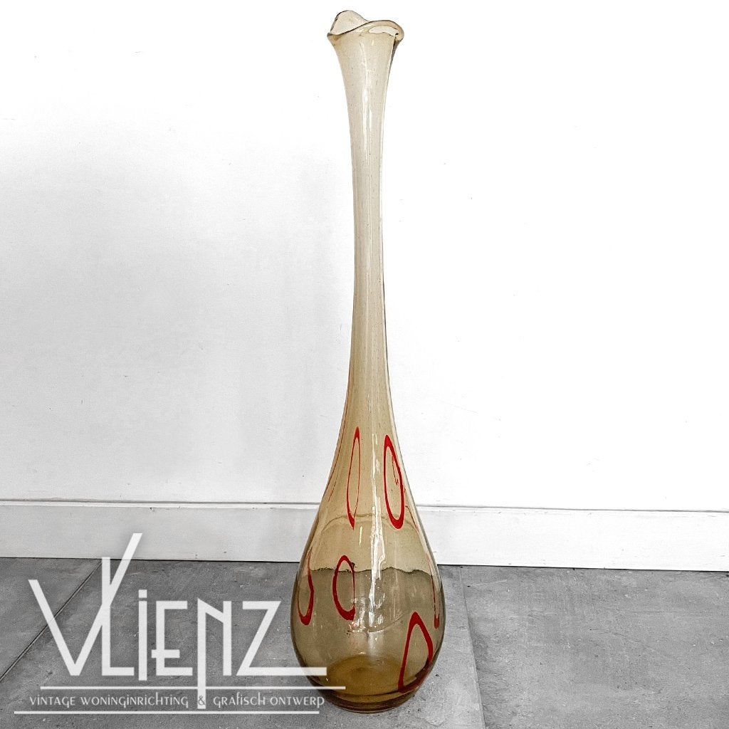 Vintage glas vloervaas vaas rookglas cirkels mogelijk Murano, Ophalen