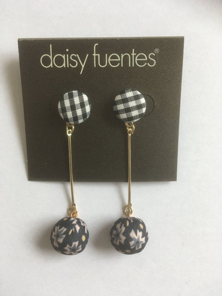 Daisy Fuentes BB ruitje balletjes steker oorbellen, Overige materialen, Zwart, Nieuw, Ophalen of Verzenden