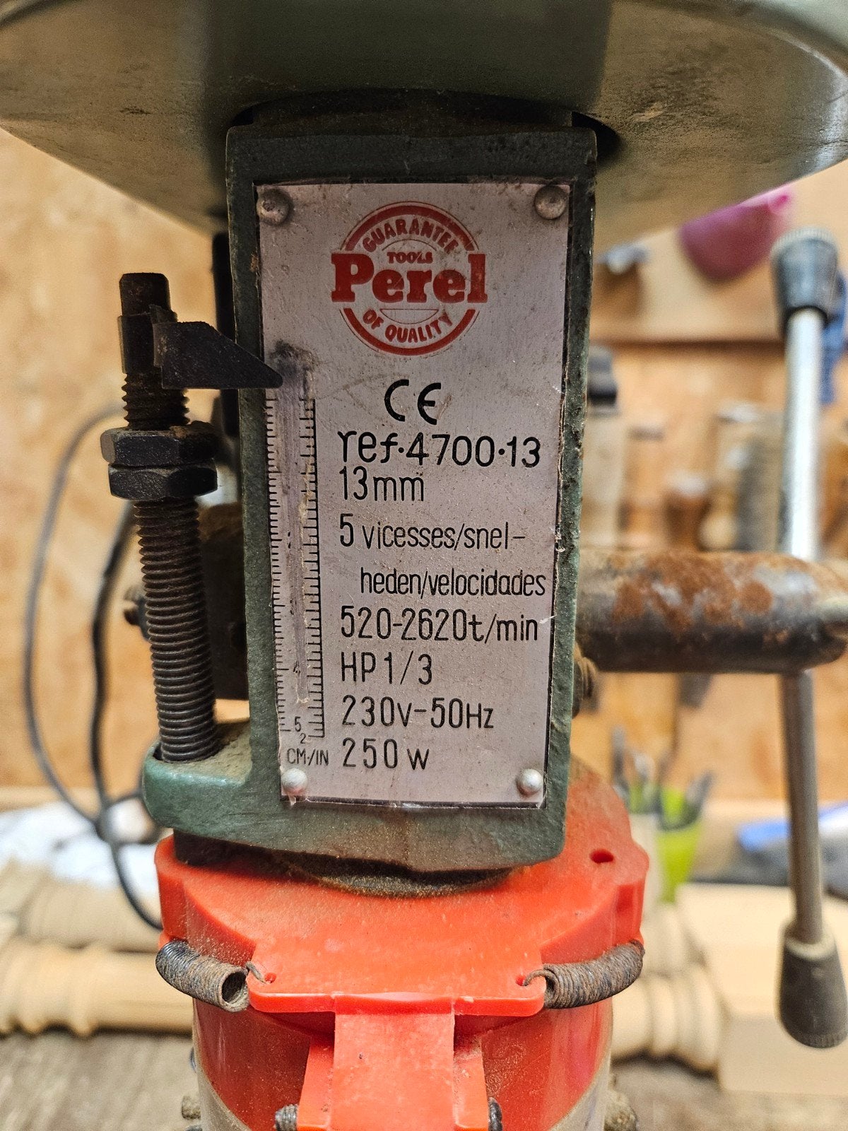 Perel Kolomboormachine REF.4700-13 - 250W, Ophalen, Gebruikt, Variabele snelheid, Minder dan 400 watt