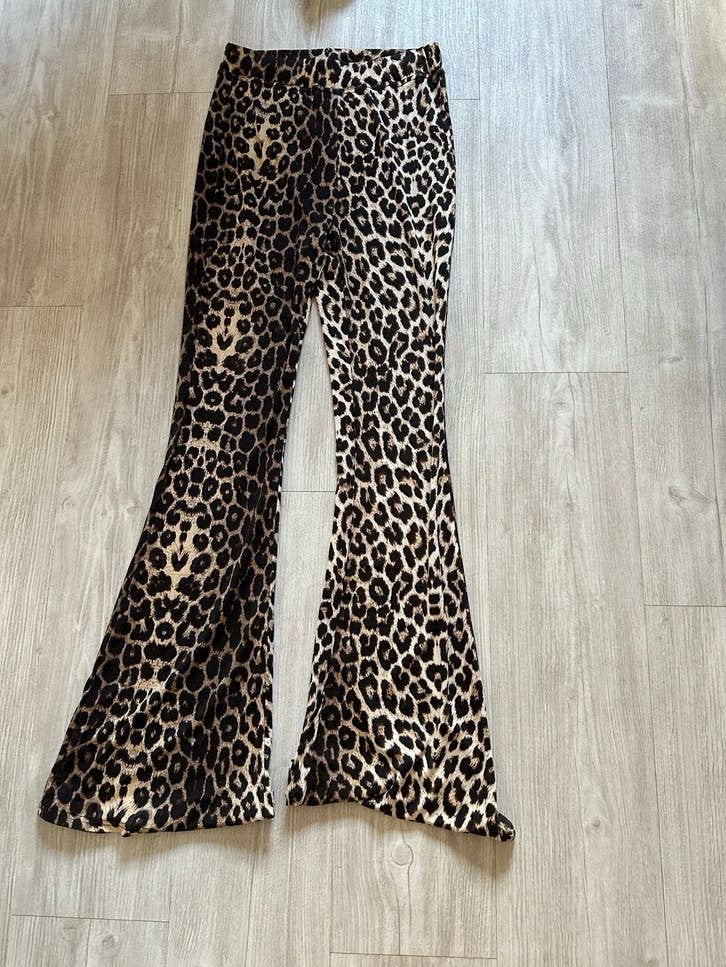 Guts & Gusto flared broek met luipaardprint - Maat L, Meerkleurig, Maat 42/44 (L), Ophalen of Verzenden, Zo goed als nieuw