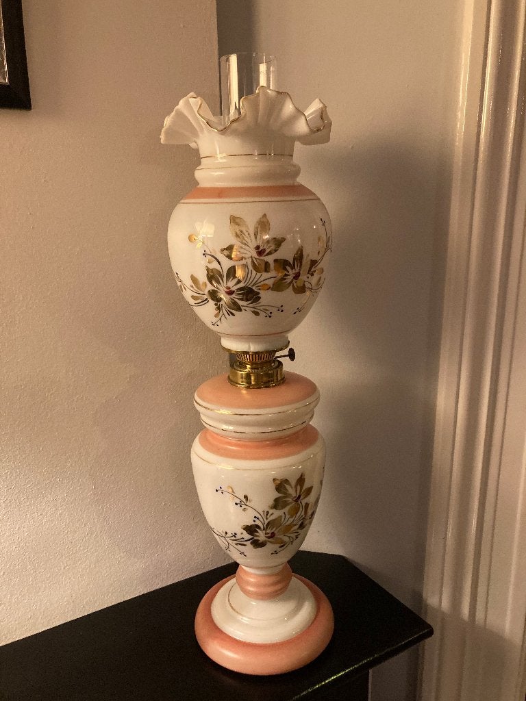Opaline Antieke Olielamp, Ophalen
