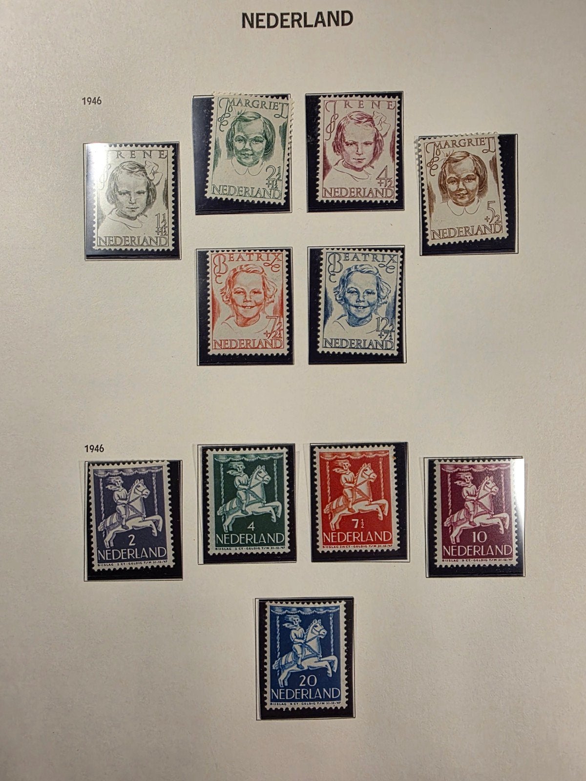 Nederlandse postzegels 1946: Prinsessen en paardrijders, Postzegels en Munten, Postzegels | Nederland, Verzenden, Na 1940, Postfris