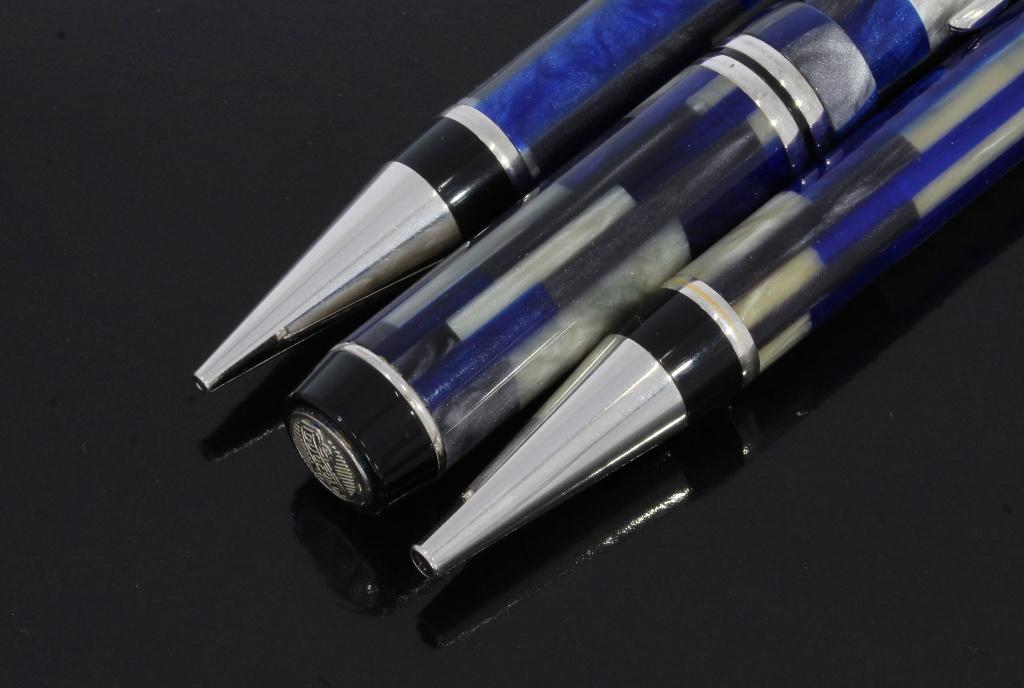 Parker Duofold Blue Mosaic 18k gouden pennen set 3 delig, Voordeelsieraden, Verzenden, Zo goed als nieuw, Info@voordeelsieraden.nl