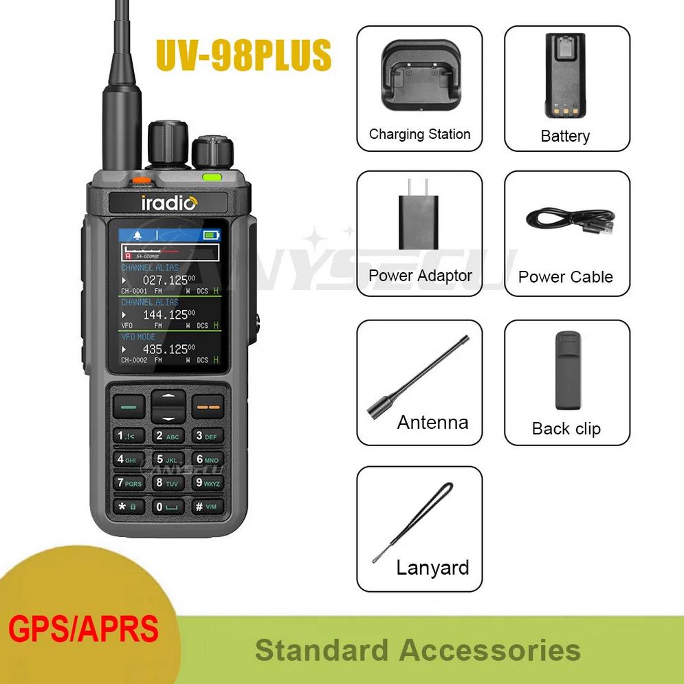 Iradio UV-98 PLUS GPS APRS VHF UHF HF SSB CB AIR 10W, Verzenden, Nieuw, 15 km of meer