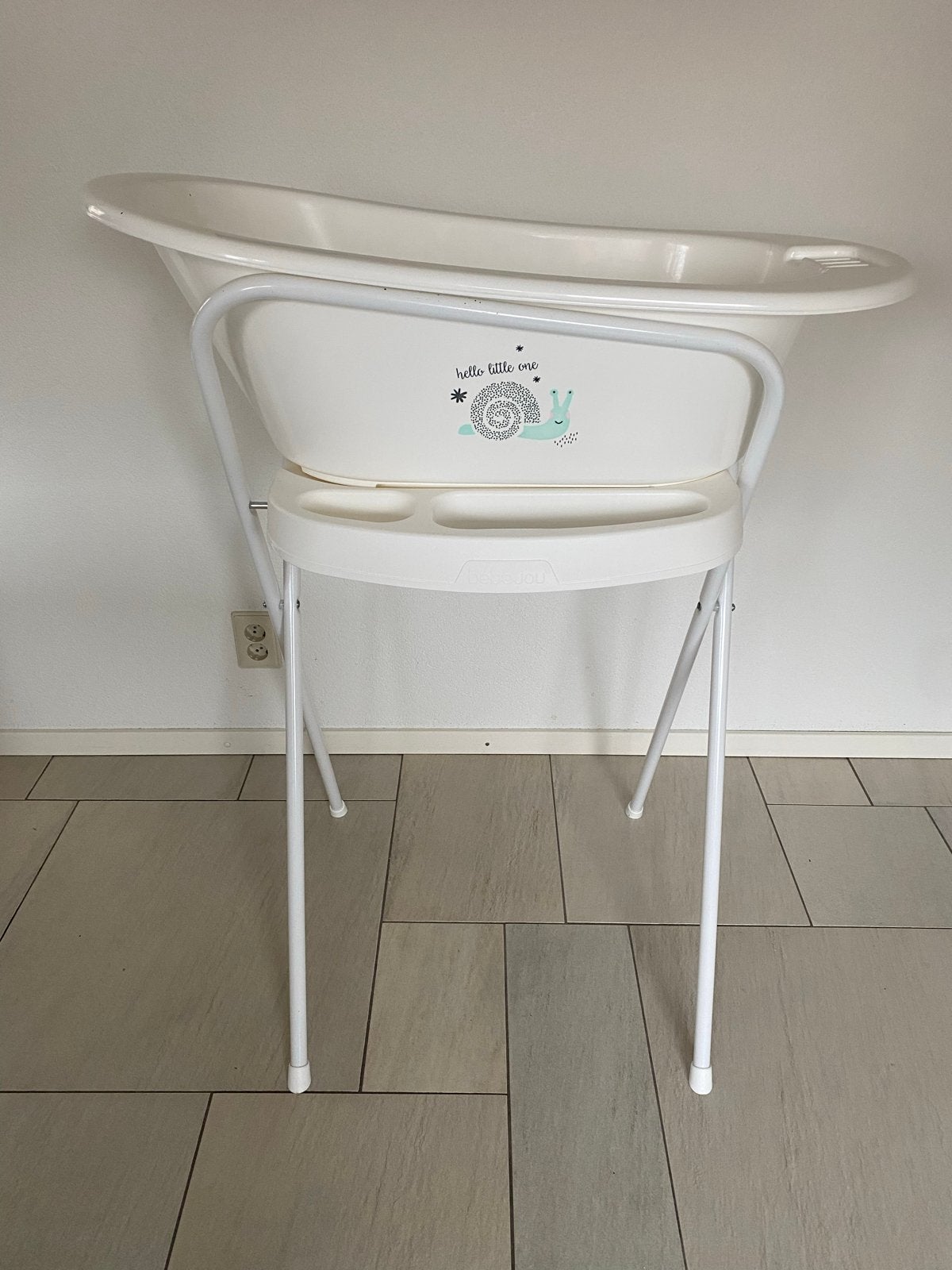 Bebe-jou baby badje wit met standaard en luieremmer, Ophalen, Gebruikt, Badje, Bébé-jou