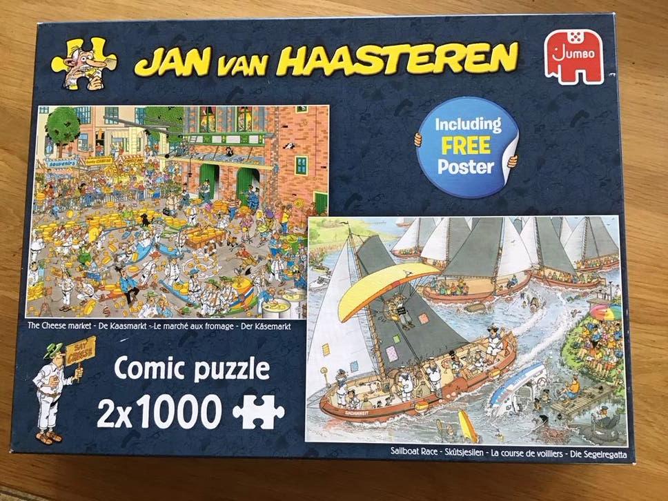Jan van Haasteren Comic Puzzel 2x1000 stukjes, Ophalen of Verzenden, Meer dan 1500 stukjes, Gebruikt, Legpuzzel