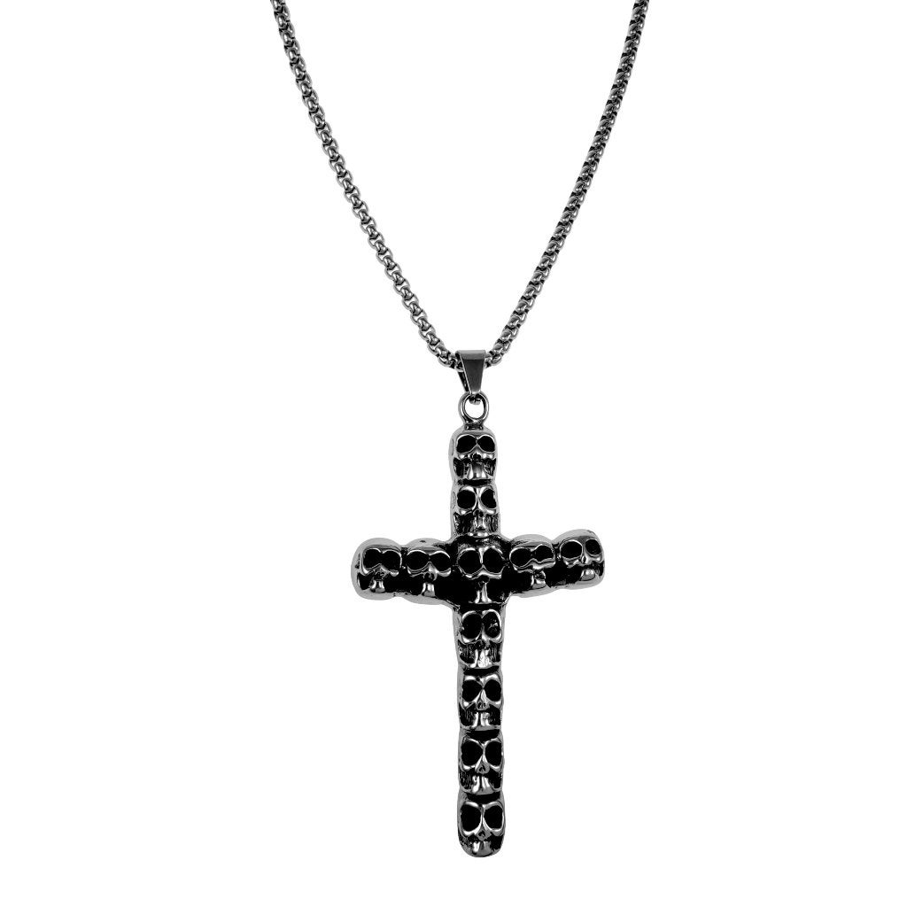 60cm x 3mm Jasseron-ketting + Kruishanger RVS Heren Ketting, Birgitta-Gracht 33, 6465 EL Kerkrade, Nederland, Verzenden, Nieuw