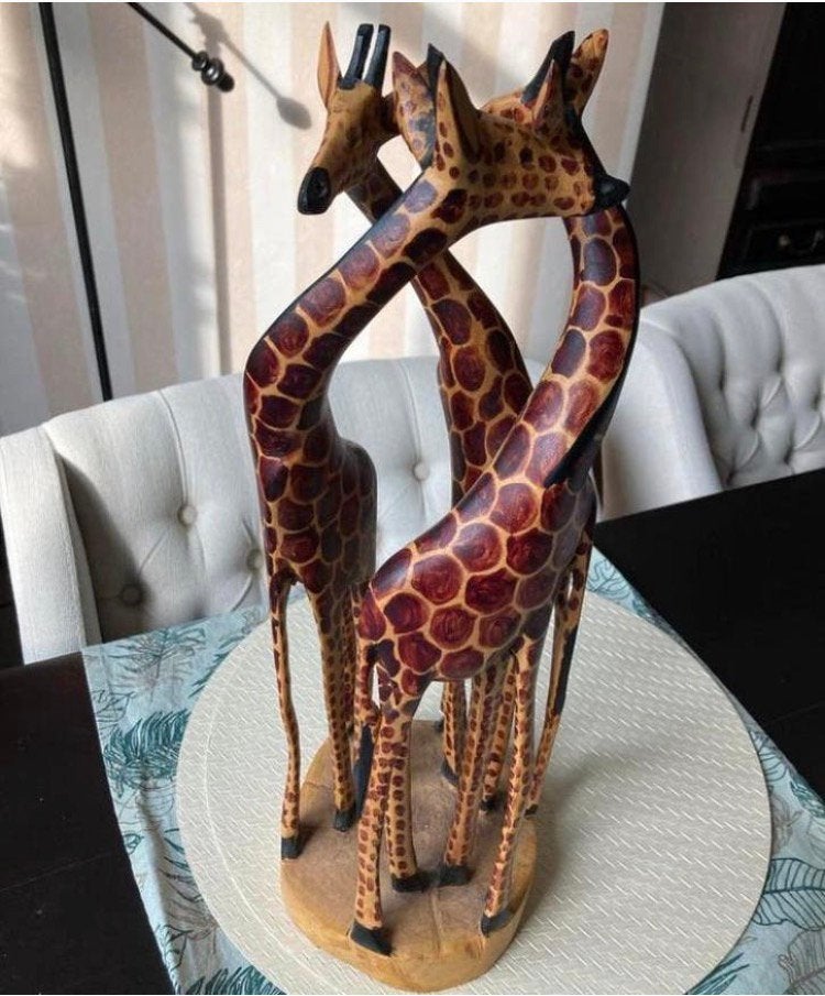 Houten Giraffen Beeld - Afrikaanse Decoratie, Ophalen of Verzenden