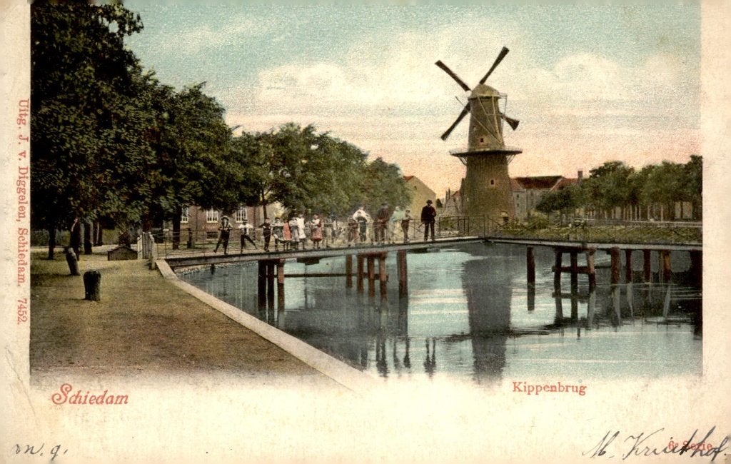 Schiedam Kippenburg  met molen # 537, Verzenden, Voor 1920, Gelopen, Zuid-Holland
