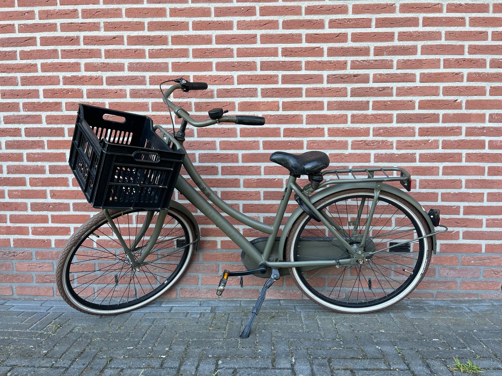 Meisjesfiets 26 inch Cortina U4 legergroen, Fietsen en Brommers, Fietsen | Meisjes, Gebruikt, 26 inch of meer, Handrem, Terugtraprem