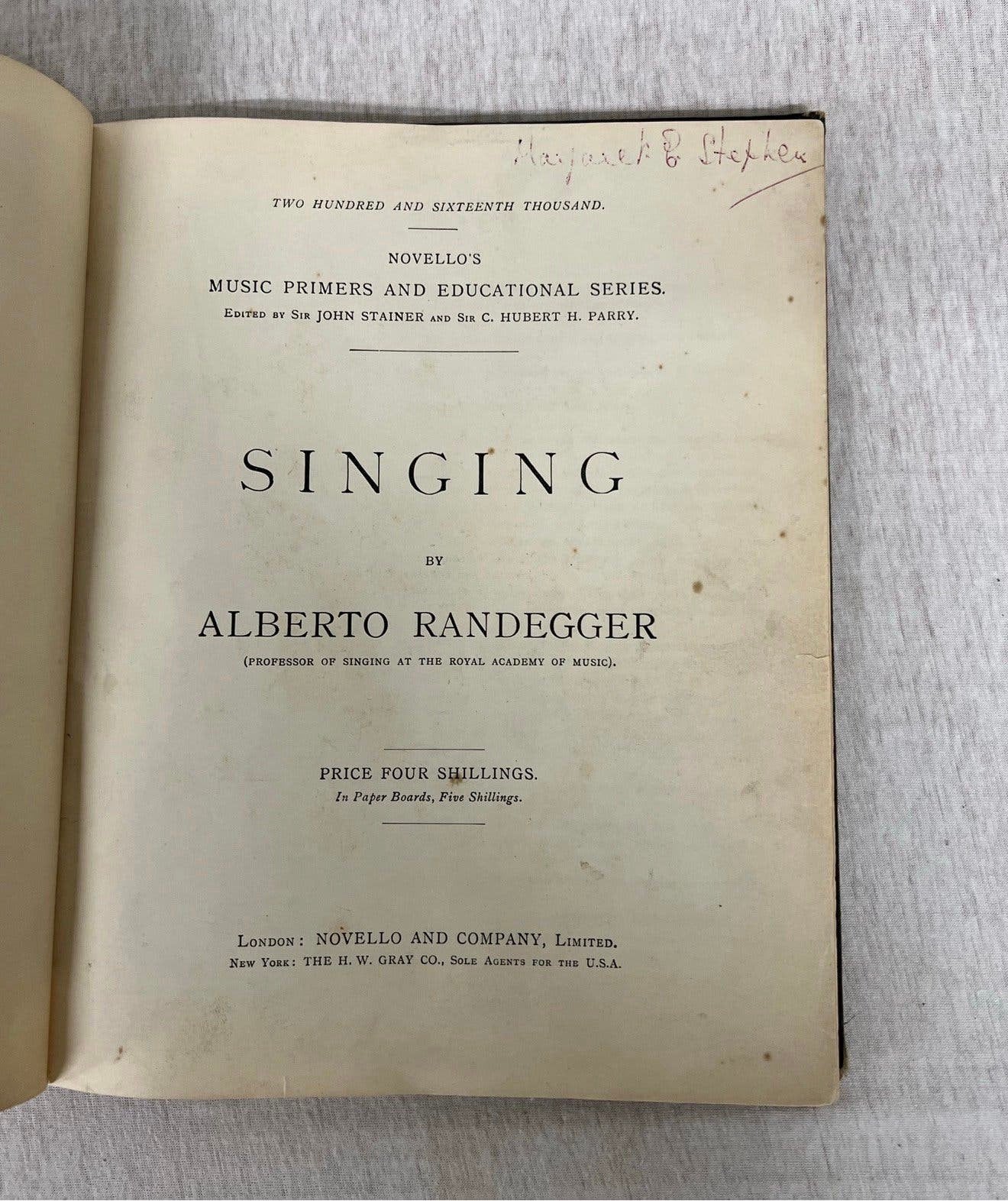 Antiek notenboek Singing by Alberto Randegger muziek-boek, Ophalen of Verzenden