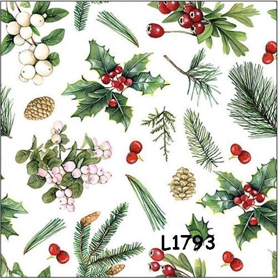 Servetten decoupage/bullet journal * hulst bessen L1793, Verzenden, Nieuw