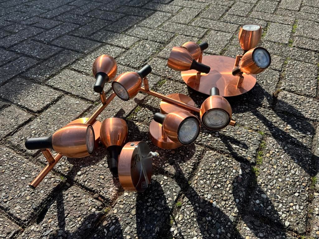 Besselink Rosé lampenset 5-delig - Verstelbare spots, Ophalen of Verzenden, Gebruikt, Plafondspot of Wandspot