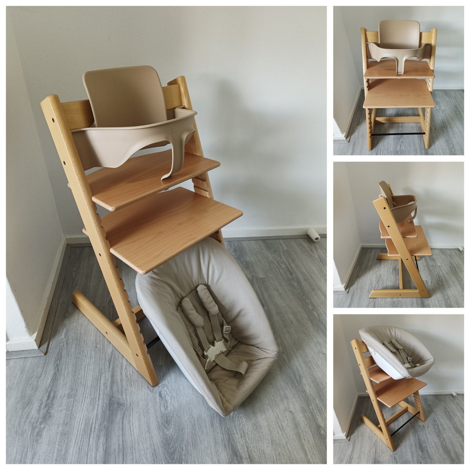 ZGAN! Stokke Tripp Trapp naturel met babyset en newbornset, Meegroeistoel, Ophalen of Verzenden, Zo goed als nieuw, Stokke Tripp Trapp