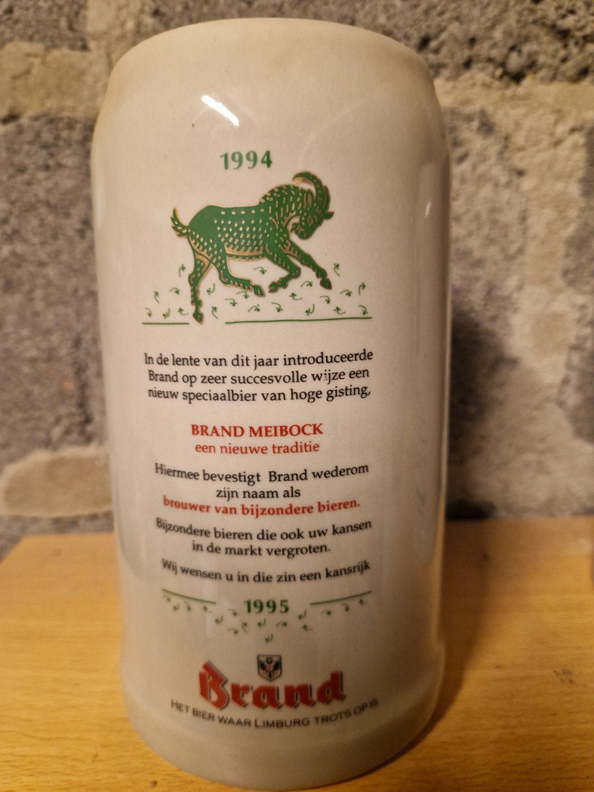 Brand Meibock 1994/1995 Bierpul - Zeldzaam Verzamelaarsitem, Verzamelen, Ophalen, Zo goed als nieuw