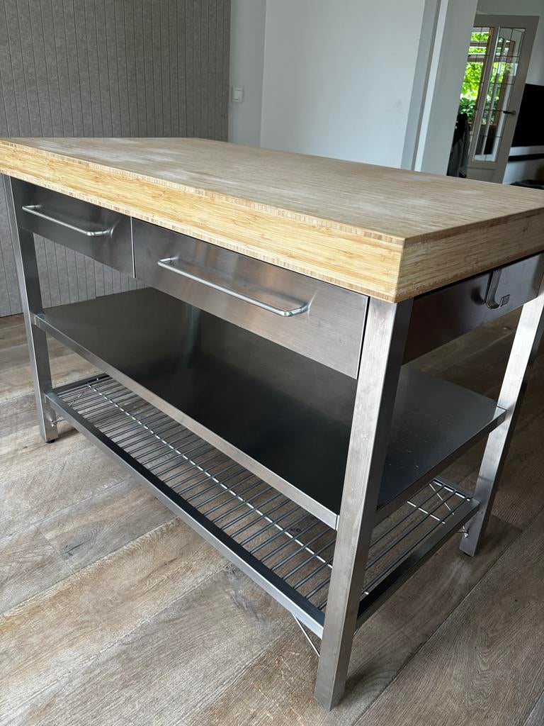 IKEA Rimforsa Werkbank Keukeneiland RVS - Zeer goede staat, Ophalen, Overige typen, Zo goed als nieuw, Met kookeiland