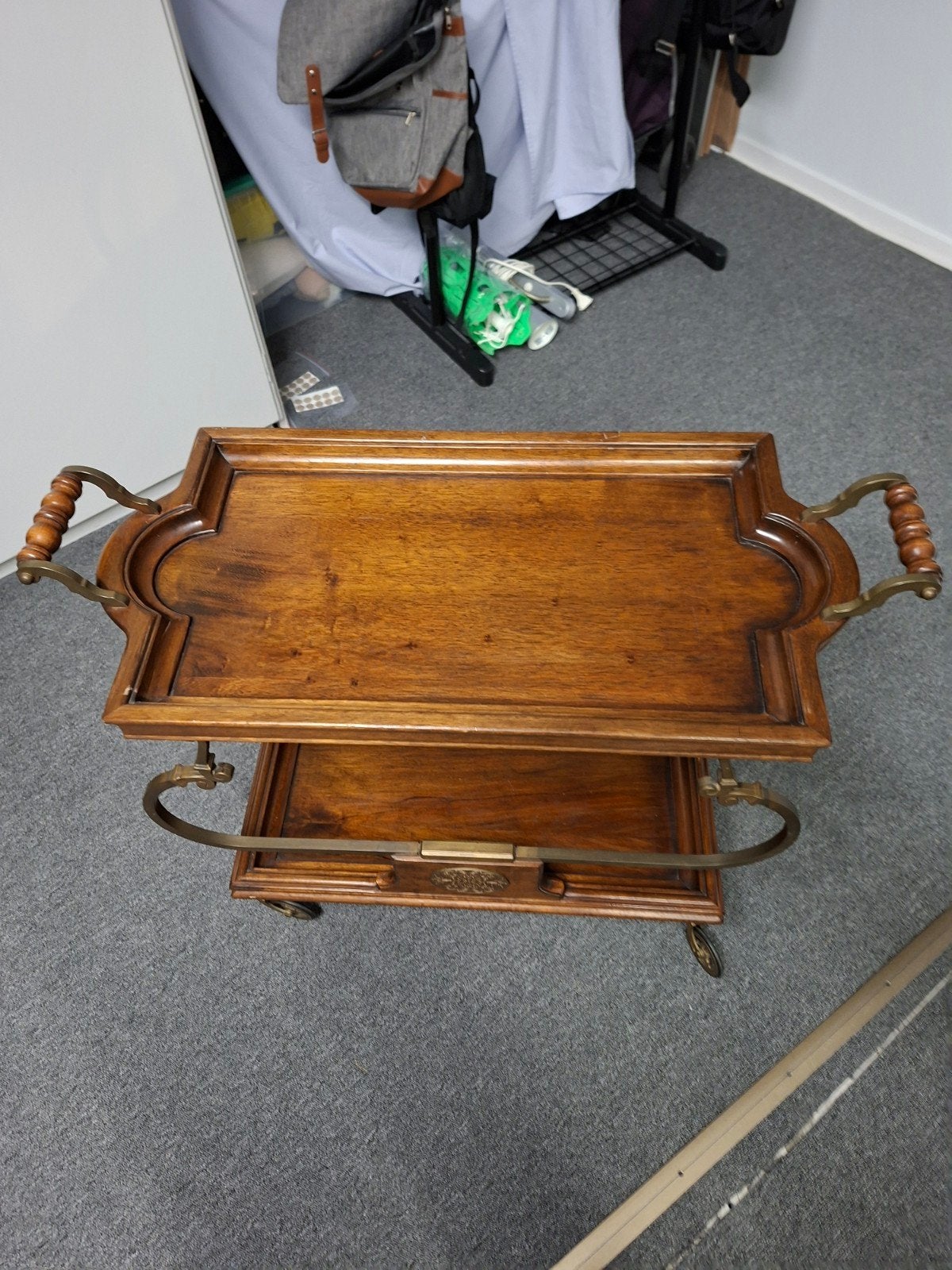 Prachtige Antieke / Vintage Serveerwagen – Mahonie & Messing, Huis en Inrichting, Ophalen, Minder dan 55 cm, Gebruikt, 60 cm of meer