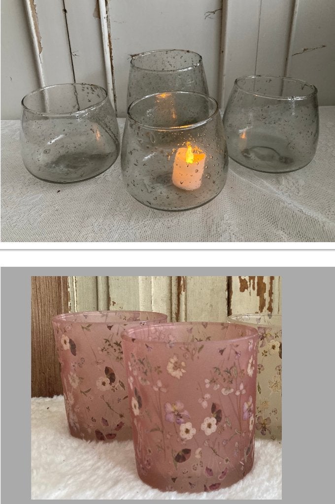 Nieuw Brocante / glazen waxinelichthouders / windlichten, ---, Meerkleurig, Nieuw, Ophalen of Verzenden