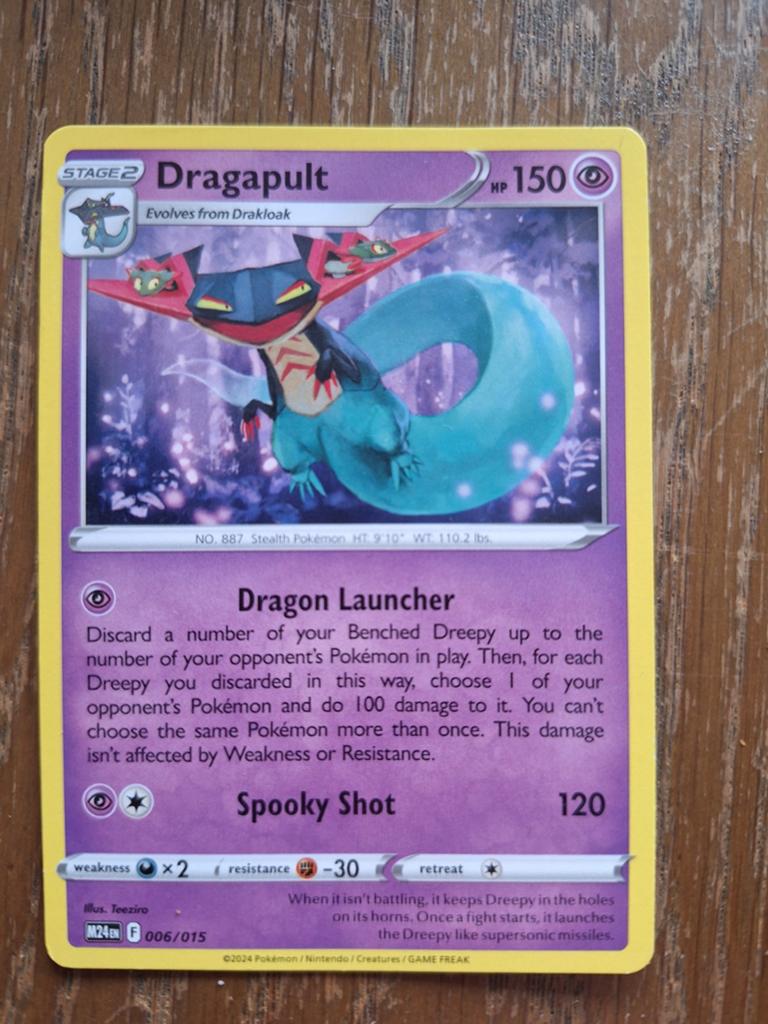 Pokémon Kaart Dragapult M24 F 006/015, Ophalen, Zo goed als nieuw, Losse kaart