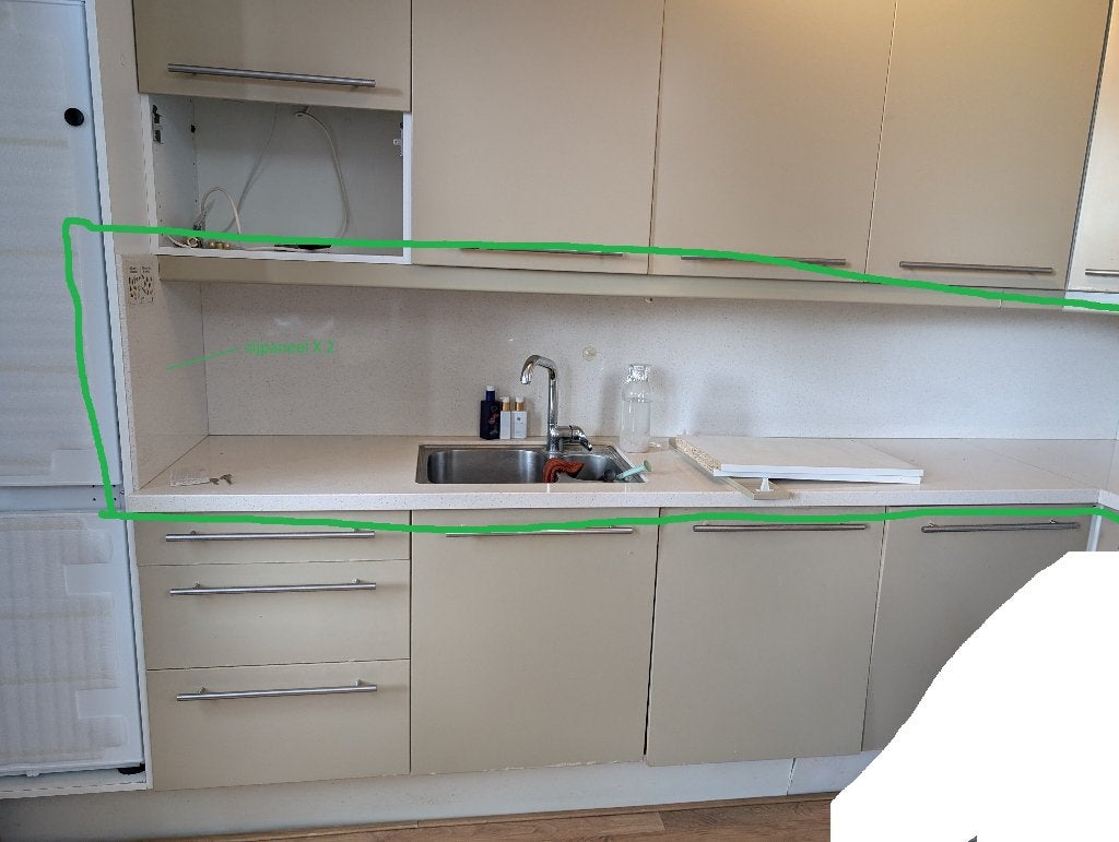 Quartz Composiet Keukenblad, Huis en Inrichting, Ophalen, Gebruikt, Beige, 50 tot 100 cm