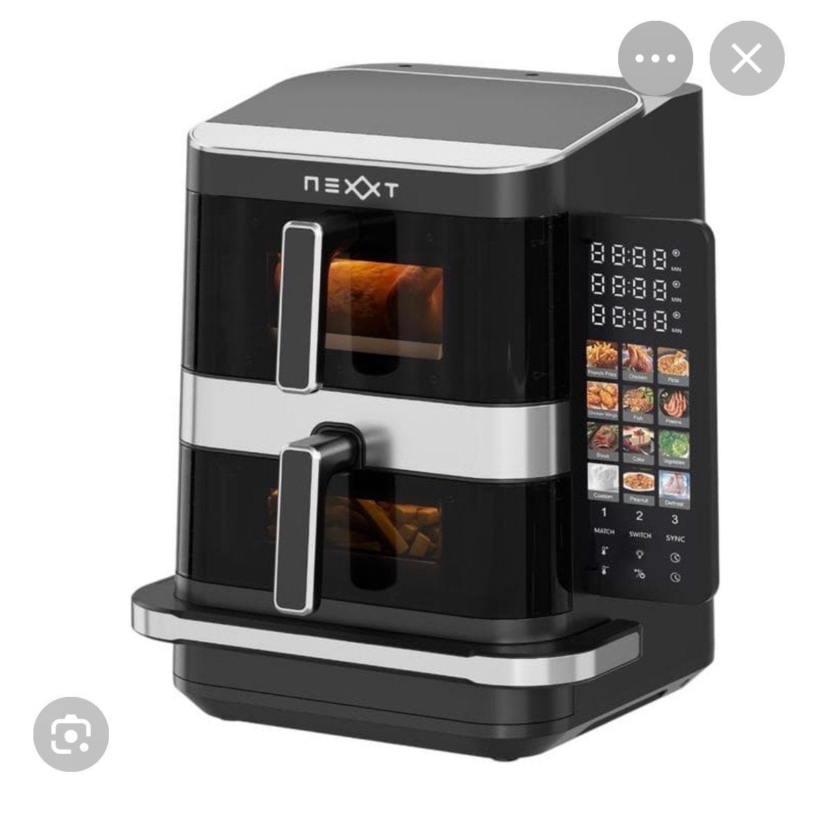 NEXXT Airfryer met dubbele manden en pizza lade, Ophalen, Zo goed als nieuw, Airfryer XXL, 1500 gram of meer