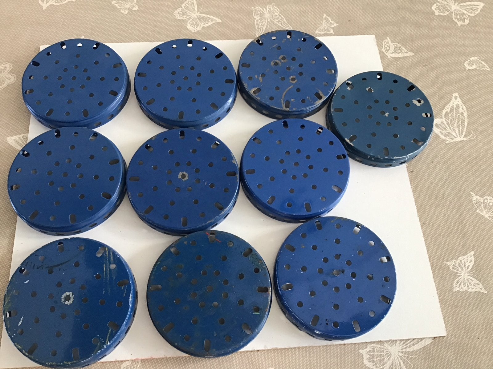 Meccano Onderdelen - Blauwe Schijven (10 stuks), Hobby en Vrije tijd, Gebruikt, Blauw, Knutselmateriaal, Meccano