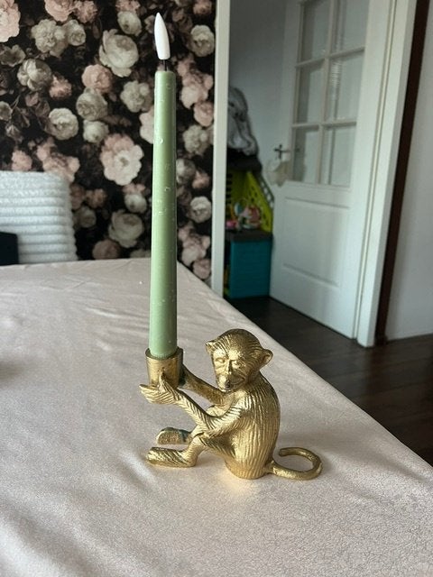 Gouden aap met kaars, Ophalen of Verzenden, Zo goed als nieuw, Goud, Kaars